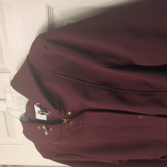 NWT LIZ CLAIBORNE WINE HOODED COAT JACKET GOLD HARDWARE - Picture 6 of 17